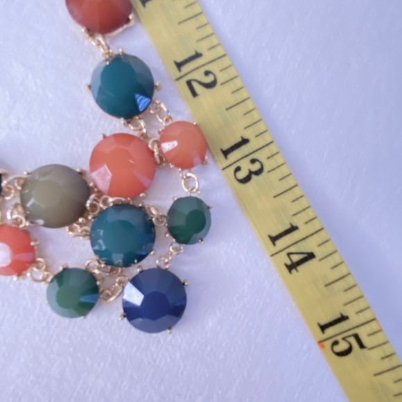 Choker Bib Necklace Multicolor Faceted Acrylic Stones - Picture 6 of 7